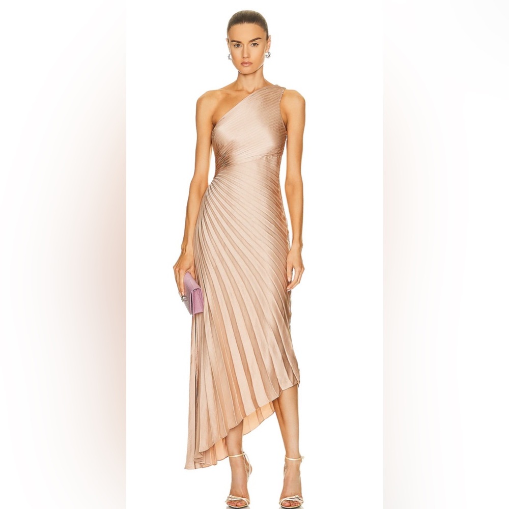 A.L.C Delfina Satin Pleated Dress